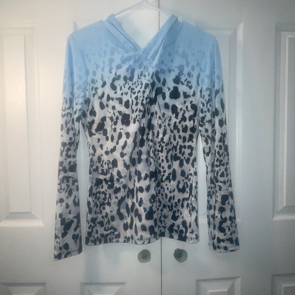 Calvin Klein Blue and Black Patterned Blouse - Picture 2 of 7